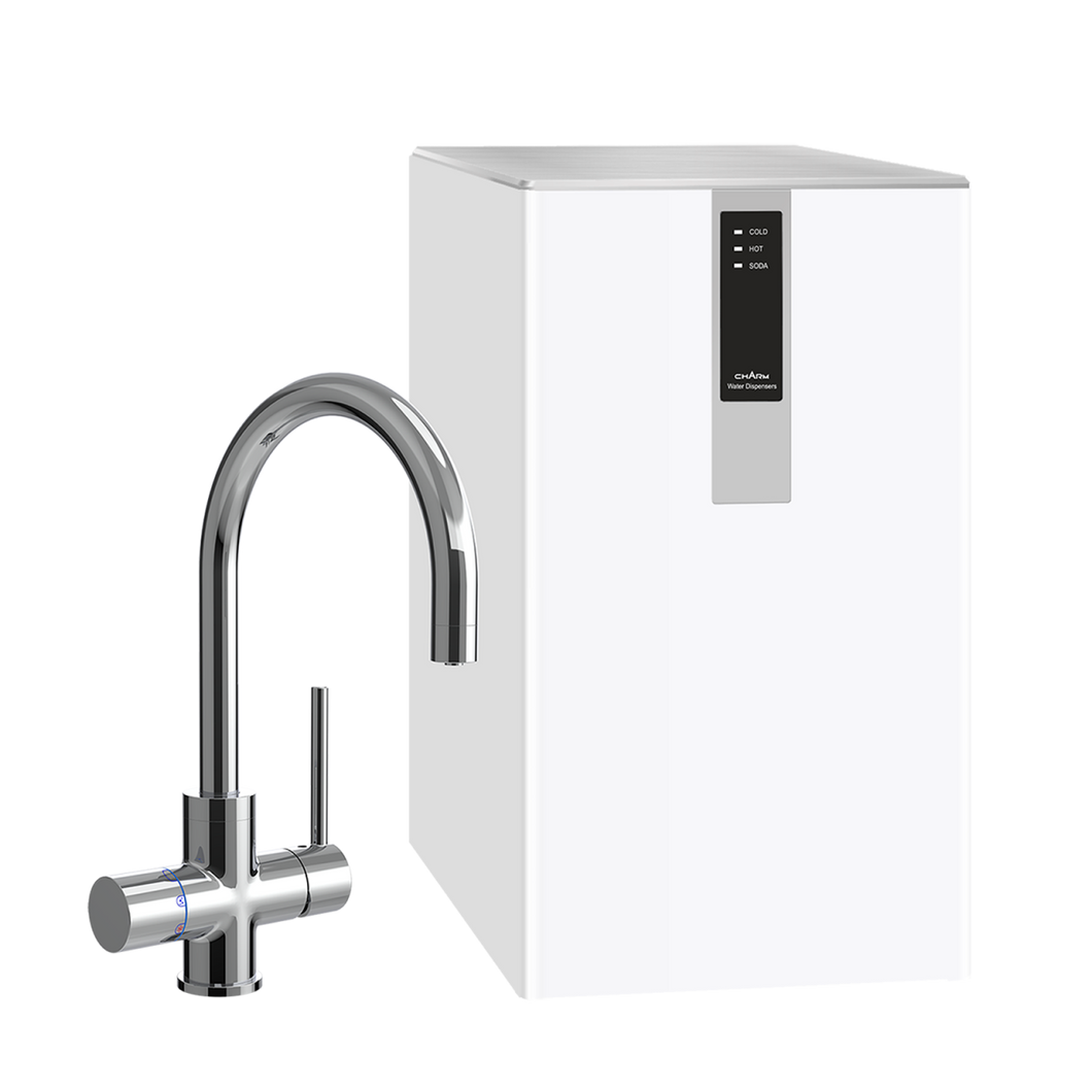 FLOW5 - Undercounter 5-Way Tap Filtered/Unfiltered Cold, Hot & Carbonated Water with 2 Filters